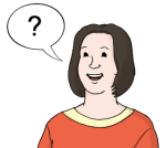 Graik: Eine Frau mit einer Sprechblase, in der ein großes Fragezeichen abgebildet ist. Sie hat eine Frage.