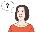 Grafik einer Frau mit Sprechblase, in der sich ein Fragezeichen befindet